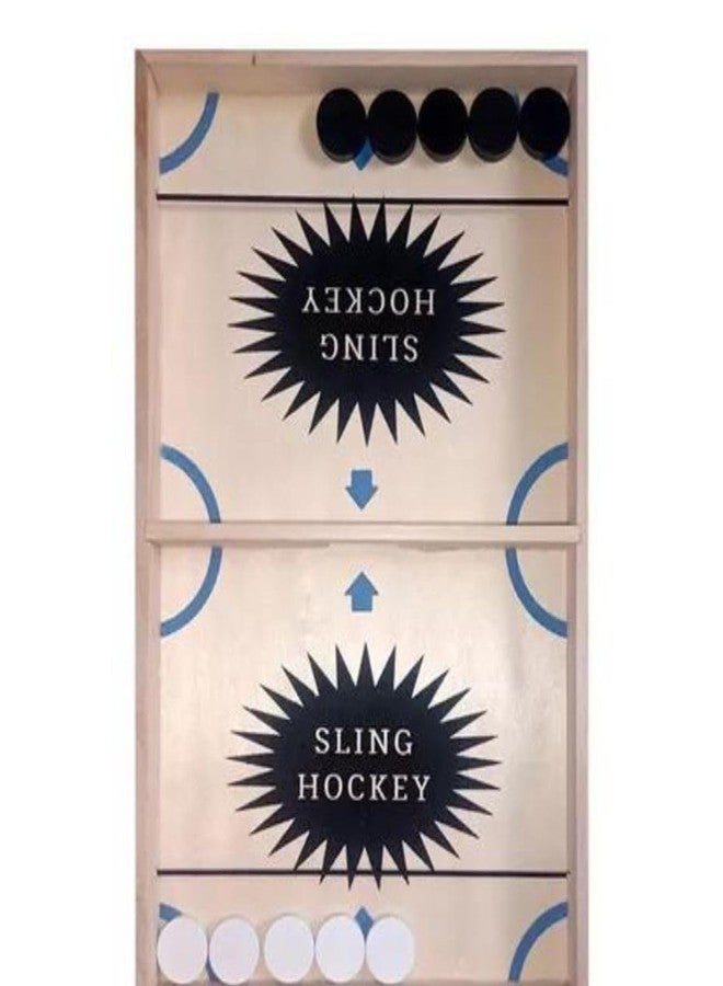 Little Mind Wooden Sling Hockey Game Board | Fast Sling Puck Interactive Table Game | Skill Speed Strategy Family Board Game for Kids Teens Adults Indoor Fun 3+